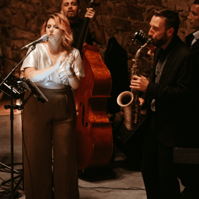 Quartet avec chanteuse de jazz et saxophoniste pour un cocktail de mariage